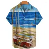 Casual shirts voor heren tropische planten Palm Hawaiiaans shirt voor mannen Summer Beach Vakantie Korte mouw Tops Fashion Rapel Blouse mannelijke kleding