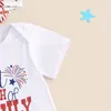 Kleidung setzt mein erstes 4. Juli Baby -Mädchen -Outfit Kurzarm Shirt Strampler Stars Glockenböden Flare Hosen Set Sommerkleidung