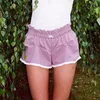 Women's Shorts Plaid Small Fresh Girl Pink High Waist Ruffled Patchwork Loose Casual Pants 2024