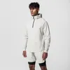 Spierheren sport casual capuchon jas lente herfst fitheid half zip hoge nek losse hoodies mannelijke gym kleding pullovers 240430