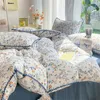 Bedding Sets French Style Flower Washed Cotton Bed Linens Soft Quilt Cover Sheet Couple Girls Floral Bedspread Home Textiles