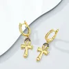 Boucles d'oreilles en peluche 925 Bijoux en argent sterling croix croix 18K Gold Cerceau d'oreille pour femmes Logo laser gratuit en gros en gros