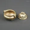 Brincos de colar Definir ornamentos de desktop de queimadores de cobre puro ornamentos de ouvidos de tripé antigo wenwan artesanato forno antigo