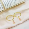 Hoop Earrings S925 Silver Pink Natural Opal Ear Ring Classic All-match