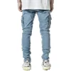 Jeans Männer schwarze Cargohosen Multi -Taschen Denim Pantalones Blau Slim Fit Overol Hombre Fashion Casual Streetwear Hosen 3xl 240418