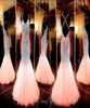 Fantastisk Coral Mermaid Prom Dress Sweetheart Halsring Open Back Pageant Evening Downs With Full Pored Crystal Custom Real Picture 2437107