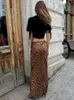 Scherma di gonne stampato in chiffon leopardo da donna lunghe gonna in alto in vita femminile 2024 Summer Elegant Streetwear