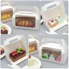 Take Out Containers 10Pcs Compact Cake Boxes Party Cupcake Packing Box Of Paper With Window
