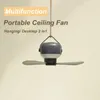 Mini USB Camping Fan Battery Operado Remote Control 4 Gears Tenda de luz LED portátil pendurada ventilador de teto para a cama ao ar livre 240419