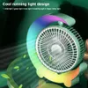 USB Desk Fan 3 скорость переносного стола с красочным светом личное тишильное маленькое охлаждение для домашней спальни общежитие 240422