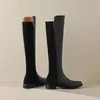 Boots Krazing Pot Microfiber Flock Round Toe Winter Warm Riding Thick Heels Gladiator Plus Size 42 Gorgeous Zipper Knee