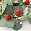 装飾花バレンタインデーキャンドルリングバレンタインリースレッドハートのレストランの結婚式のための柔らかい季節の飾り