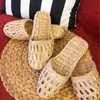 Jarycorn Shoes Womens Straw Slippers Couple Handmade Chinese Style Comfortable Sandals Summer Fashion Unisex Home 240422