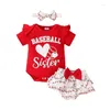 Наборы одежды рожденная девочка бейсбольная одежда Маленькая сестра самая большая фанат с короткими шортами с короткими рукавами