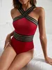 2024 donne costumi da bagno sexy a maglie giuntura costumi da bagno spinge su costumi da bagno solidi cape da spiaggia da spiaggia da spiaggia monokini body 240429