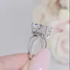 Cluster Rings 5CT Cushion Cut CVD Lab Grown Diamond E VS1 IGI CERTIFIED 14k White Gold Elongated Ring For Woman