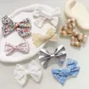 Accessoires de cheveux 4 / 5pcs / set Girls Migne Imprimes imprimées pour enfants Enfants Clipt-cheveux Sweet Hair Barrets Coton Bow Baby Hair Accessories Gift Wholesale