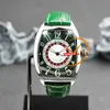 Cintree Curvex 5850 Vegas Automatic Unisex Mens Womens Watch Steel Case Green Guilloche Dial Central Roulette Rings Leather Strap Reloj Hombre Ladies Puretime Ptfm