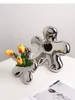 Vaser Creative Light Luxury Silver Flower Shape Ceramic Vase Living Room Table Arrangement Art Ornament Crafts Home Decorations