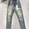 Frauenhose Purpur Roca Marke Jeans Mode Top -Qualität mit Straßenfarbe Destgiert Reparatur niedriger Röhren -Denim Denim