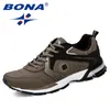 Bona Running Men Fashion Outdoor Light Sneakes Baspigant Sports à lacets Sports Walking Jogging Chaussures Homme confortable 240428