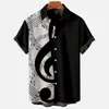 Camisas casuais masculinas Notas de música branca NOTAS NOTAS DA PRIMAÇÃO DIA PRIMAÇÃO Camisa de férias Hawaii Streetwear Bloups Men Size 4xl para