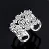 Necklace Earrings Set 2024 Full Zirconia Bridal Dubai UAE Wedding Bracelet Ring 4-piece Sets For Women