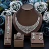 Necklace Earrings Set 2024 Full Zirconia Bridal Dubai UAE Wedding Bracelet Ring 4-piece Sets For Women