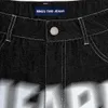 Streetwear Mens Womens Jeans Gothic Hip Hop Demon Skull broderade byxor Harajuku Casual Fashion Straight Baggy Shorts 240422