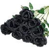 Rose noire fleurs artificielles en soie décoration intérieure de mariage flores fleurs bouquet pour les décorations de mariage d'Halloween