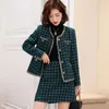 Work Dresses 2024 Spring Autumn Chic Casual Women's Skirt Suit Fashion Loose Plaid Jacket Female Woolen Two-Piece Set