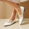 Sıradan Ayakkabı 2024 Bahar Sonbahar Mary Jane Kadın Saçlı Toe Flats İki Buckles Kadın Sığ Loafers Ayakkabı Büyük Boyut