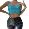 Tanks de femmes Femmes Sequins métalliques Chaîne de culasse Crop Tube Top Body Bijoux Sexy Backless Camisole