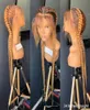 ハイライトウィッグプリプル摘出されたオンブル茶色の合成ストレートレースフロントウィッグ黒人女性用glessedシミュレーション人間の髪138015107