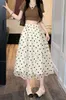 Signe Tingyili Polka Dot Midi Skirt Midi Donne Elastica High Wiist A-Line Schificazione Estate in stile Corea Beige Nero