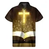 Camicie casual maschile cristiana croce religiosa stampa 3d uomini hawaiani estate jesus shirt lattiera della camicia a maniche corte sciolte camicetta