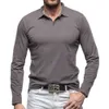 Outdoor Long Sleeved T-shirt for Autumn and Winter Men's New Pure Cotton Polo Shirt with Polo Collar