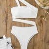 Dames zwemkleding bikini zwempak hoge taille split body streep zwempak stevige kleur sexy dames zomer vrouwen set outfits