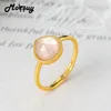 Anéis de cluster Mobuy 925 Silver for Women Pêssego fofo forma branca Crystal Pink Shell 14K Gold Bated Jewelry Fine Japan Japan MBRI098