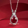 Pendants Venregem 18K Or blanc rond Cut 8 mm Ruby High Carbone Diamonds Gemollaces Pendant 925 Bijoux en argent sterling