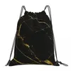 Backpack Black and Gold Málore de mármore multifuncional Bolsas de tração portáteis Pacote bolso de bolso de bolso para viajar