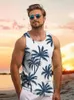 Herrtankstoppar Sommarsjön Travel Lös bekväm strandsemester Casual Top Hawaiian Style Vest Tropical Palm Print