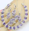Set di gioielli Dubai per donne Wedding Purple Ametista Necklace Orecchini a sospensione Braccialetto Bracciale Box 2207257377866