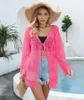 Retro Crochet Hollow Bluse Chic Damen sexy gestrickte Schnüre-up-Strickjacke Sun Protection Jacke Biki