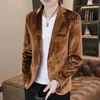 Costumes masculins Hoo 2024 Gold Velvet Jacquard Blazer Bamboo Leaf Fashion Fashion Leisure