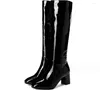 Bottes d'hiver automne style sexy femme genou-hauteur de mode chaude cuir brevet long printemps classique talon haut talon chaussures