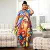 Robes de fête xl-4xl plus taille 2024 African Summer Women Clothing Fashion imprimé à manches courtes irrégulières tenue décontractée en gros