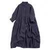 Robes de fête Sen Series Robe en lin pure 9/4 à manches longues à manches longues à la taille haute cardigan confortable coton 22930