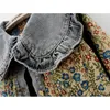 Spring Fashion Jacquard Stickerei Denim Jacke Frauen losen kurz blau Cowboy Outwear Peter Pan Kragen Jeans Jacke Mantel Frau 240416