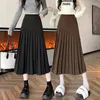 Röcke schwarzer Wollverbrenner für Frauen Kleidung Frühling Herbst Winter Koreanische Mode elegant hoch taillierte A-Line Long Rock Kawaii